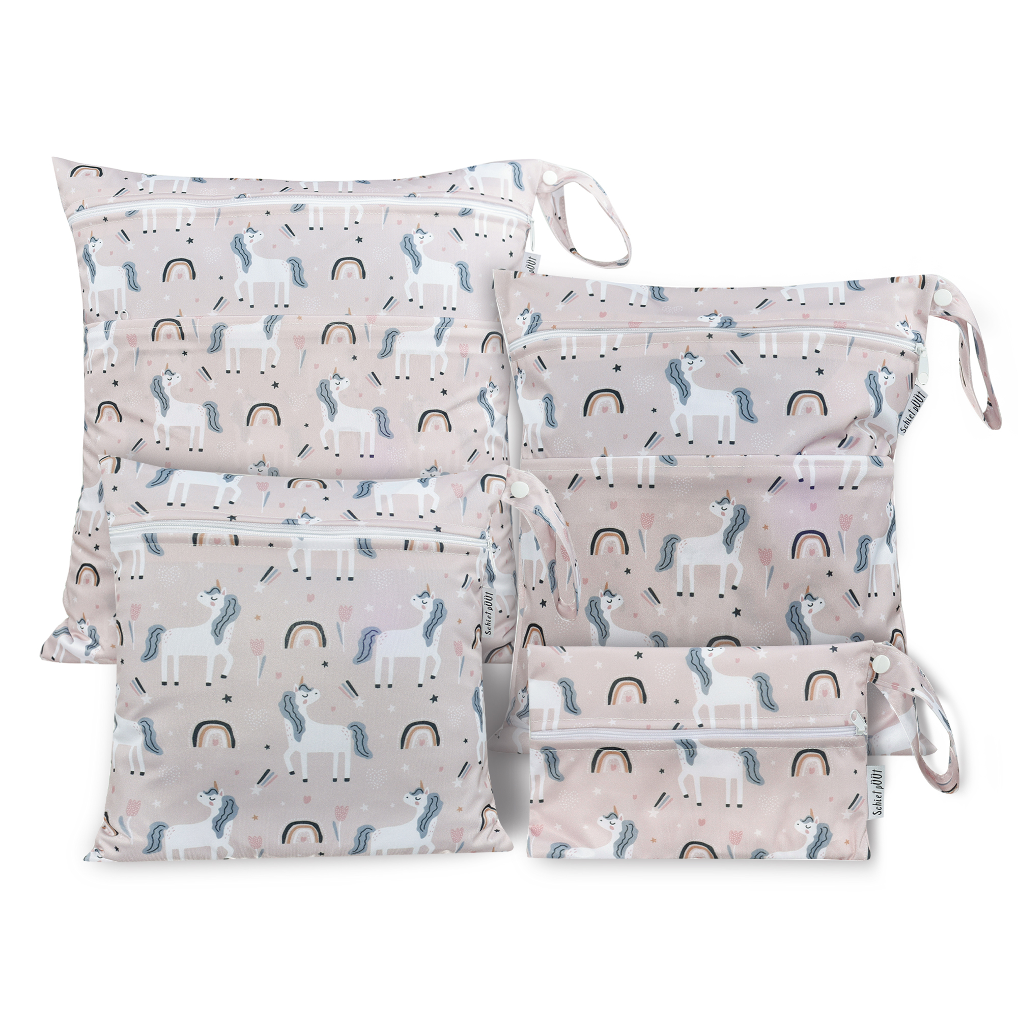 Einhorn & Regenbogen / zartrosa - 4er Set