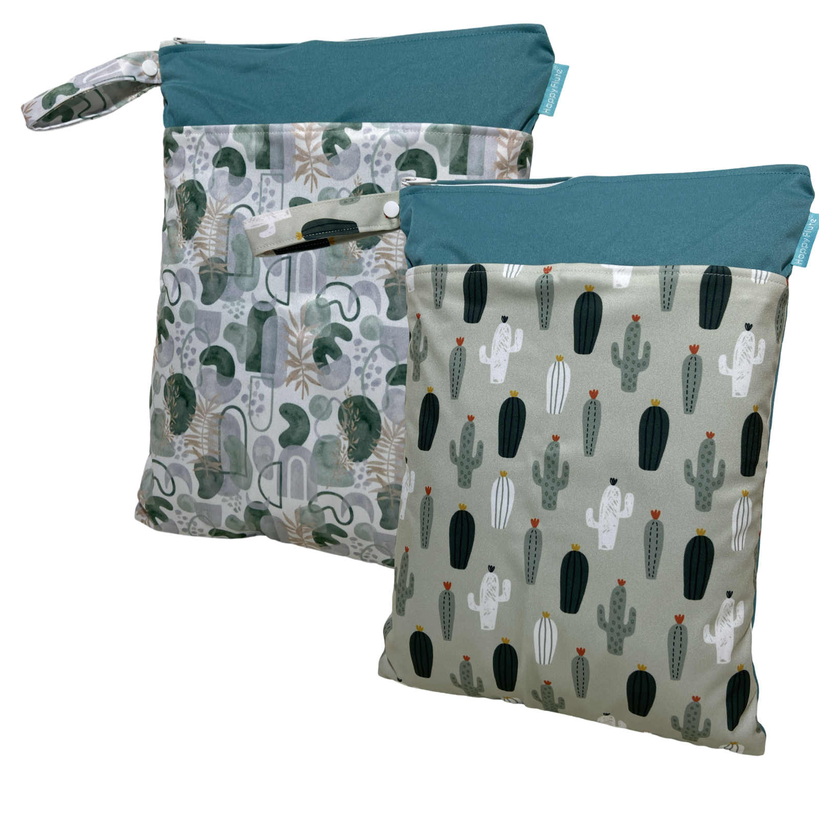 Blätter & Kaktus / dunkelgrün- 2er Set 30x40cm